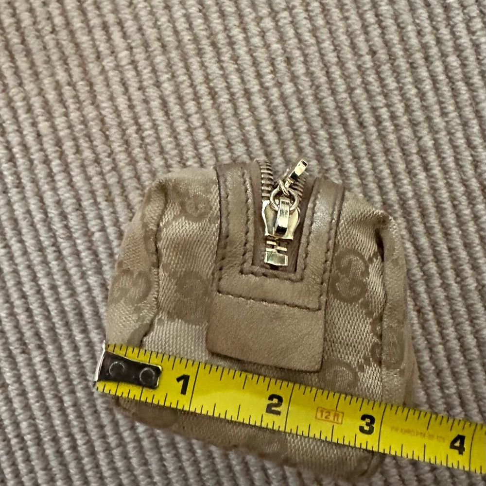 Authentic Y2K Vintage Gucci Brown Logo & Heart Gold Charm Zippered Makeup Bag - Picture 17 of 17
